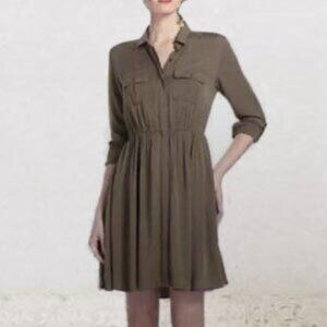 ANTHROPOLOGIE/MAEVE Shirtdress, Olive Geen, S